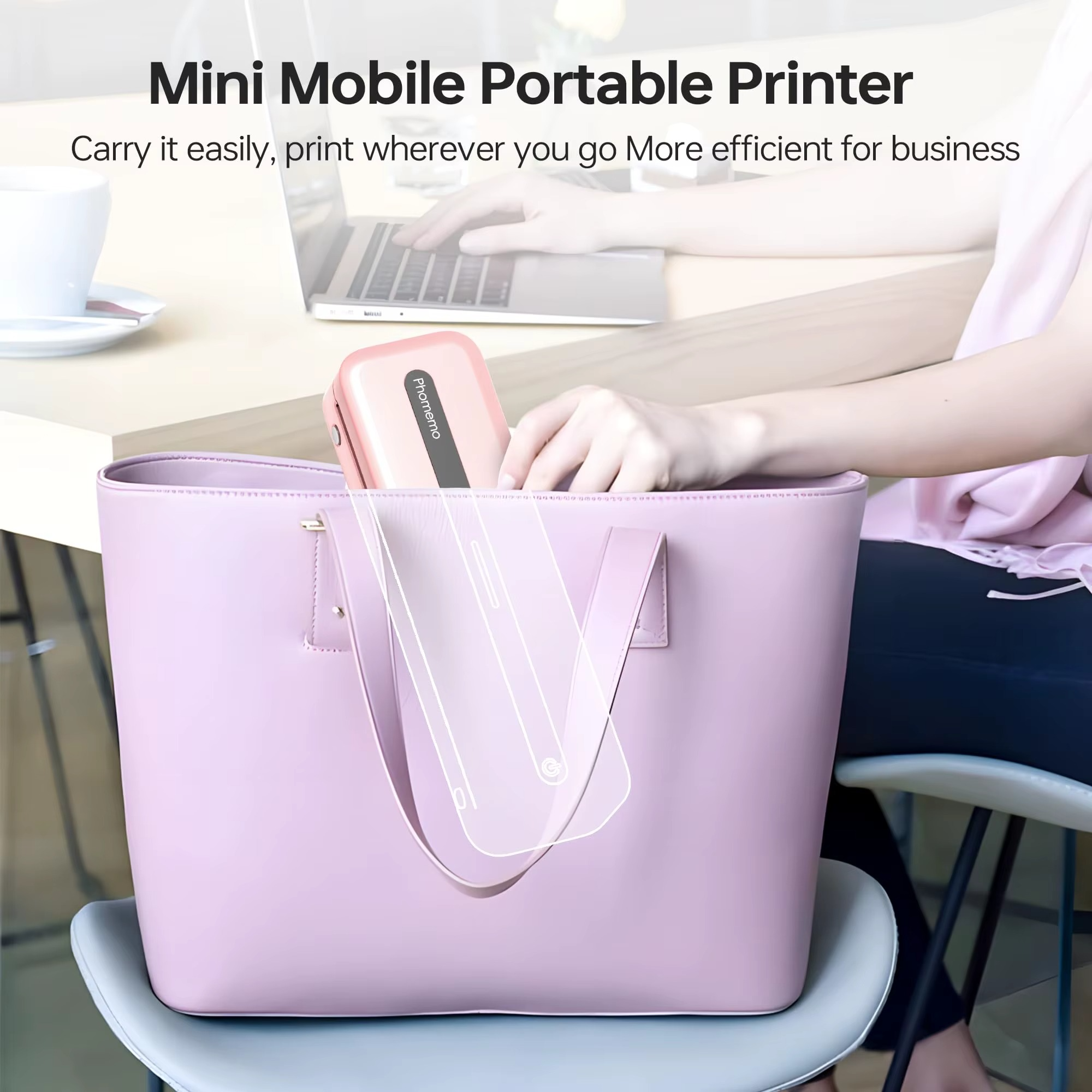 Phomemo Portable Thermal Printer M832 for Travel Home Work Use Thermal 300DPI Inkless Mobile Printer Compatible with Android iOS