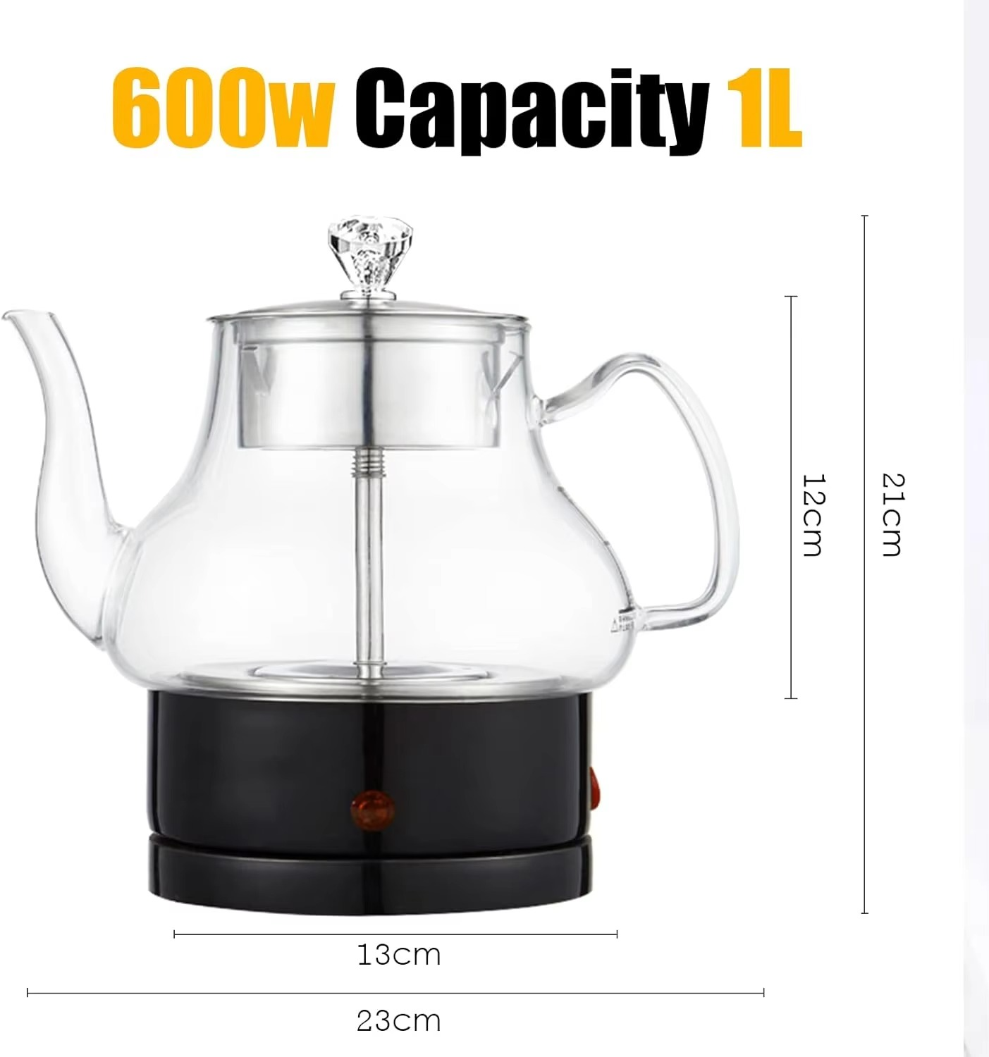 Electric Kettle 1L Glass Kettle, Fast Heating Hot Water Kettle, Jugs Kettle for Hot Water Tea Automatic Power Off/Sier/Sier/Blac