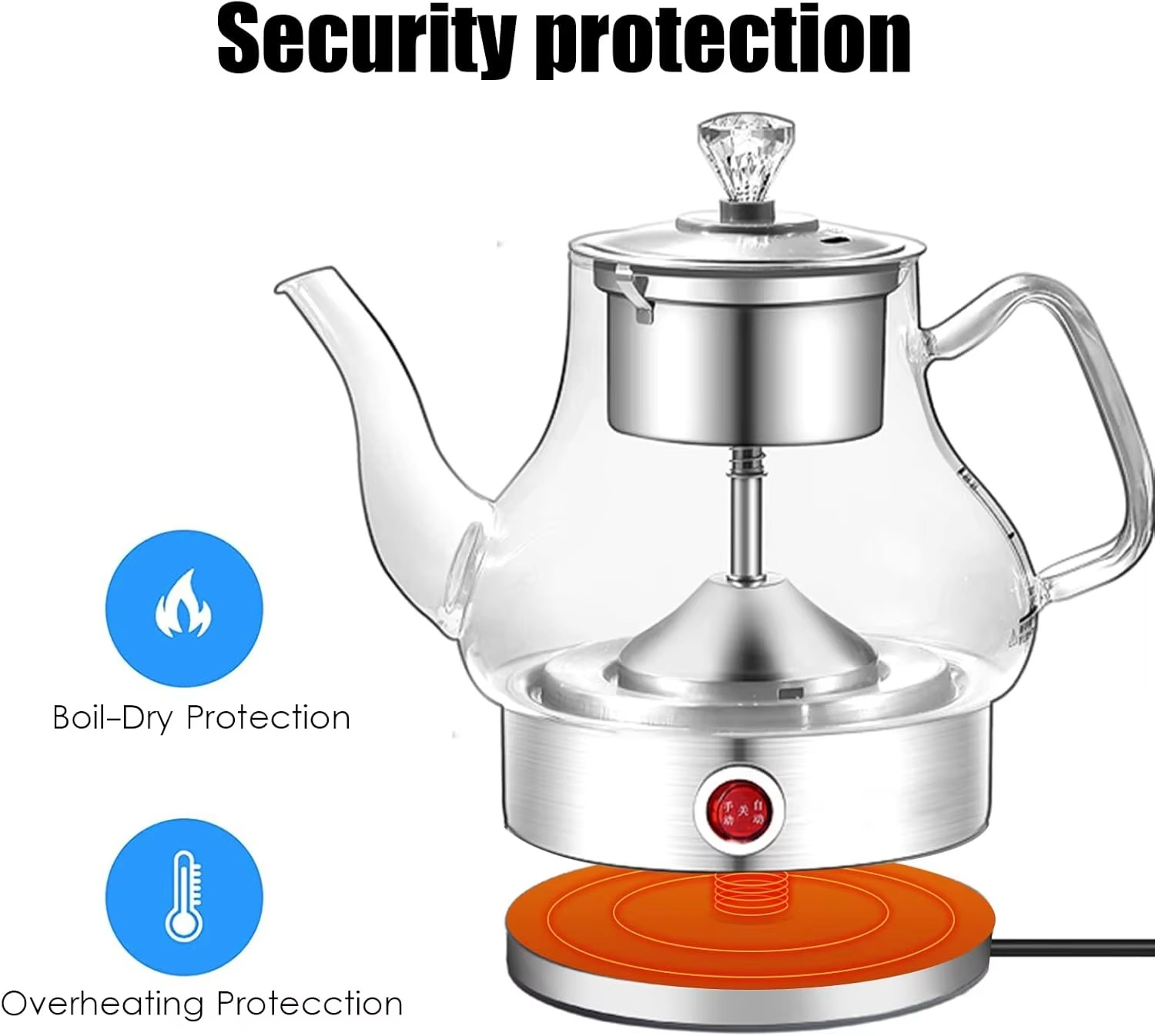 Electric Kettle 1L Glass Kettle, Fast Heating Hot Water Kettle, Jugs Kettle for Hot Water Tea Automatic Power Off/Sier/Sier/Blac