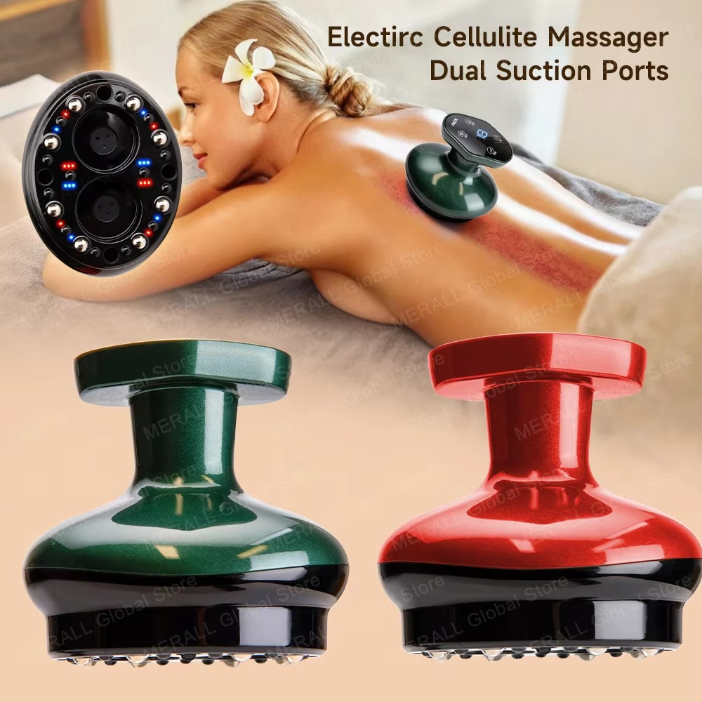 Electirc Cellulite Massager Vacuum Cupping Device Dual Suction Ports Skin Scraping Massager Guasha Suction Cups Therapy Guasha 6 sold