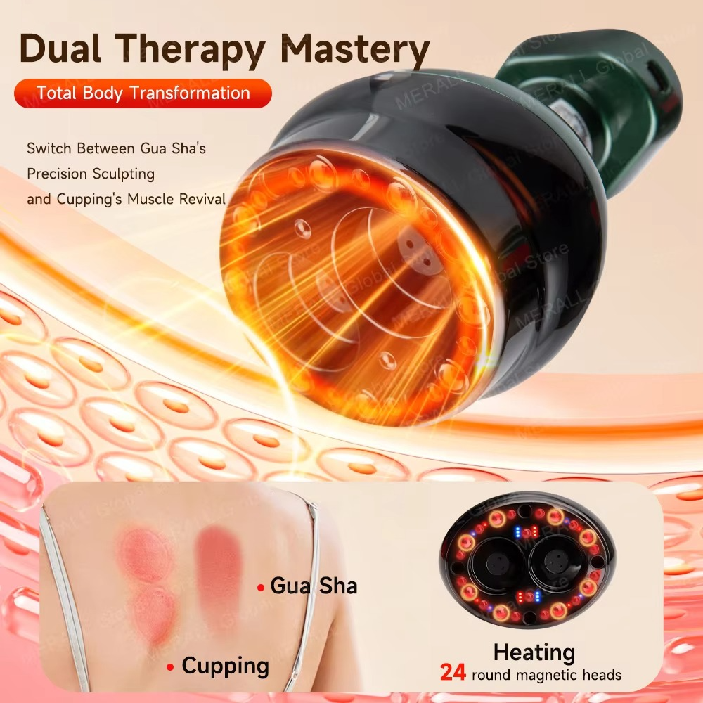 Electirc Cellulite Massager Vacuum Cupping Device Dual Suction Ports Skin Scraping Massager Guasha Suction Cups Therapy Guasha 6 sold
