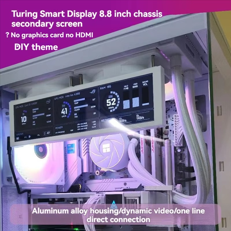 High Quality-White Turing 8.8" IPS Type-C Smart Display Case - Secondary Monitor For CPU, GPU, RAM Monitoring With USB Interface