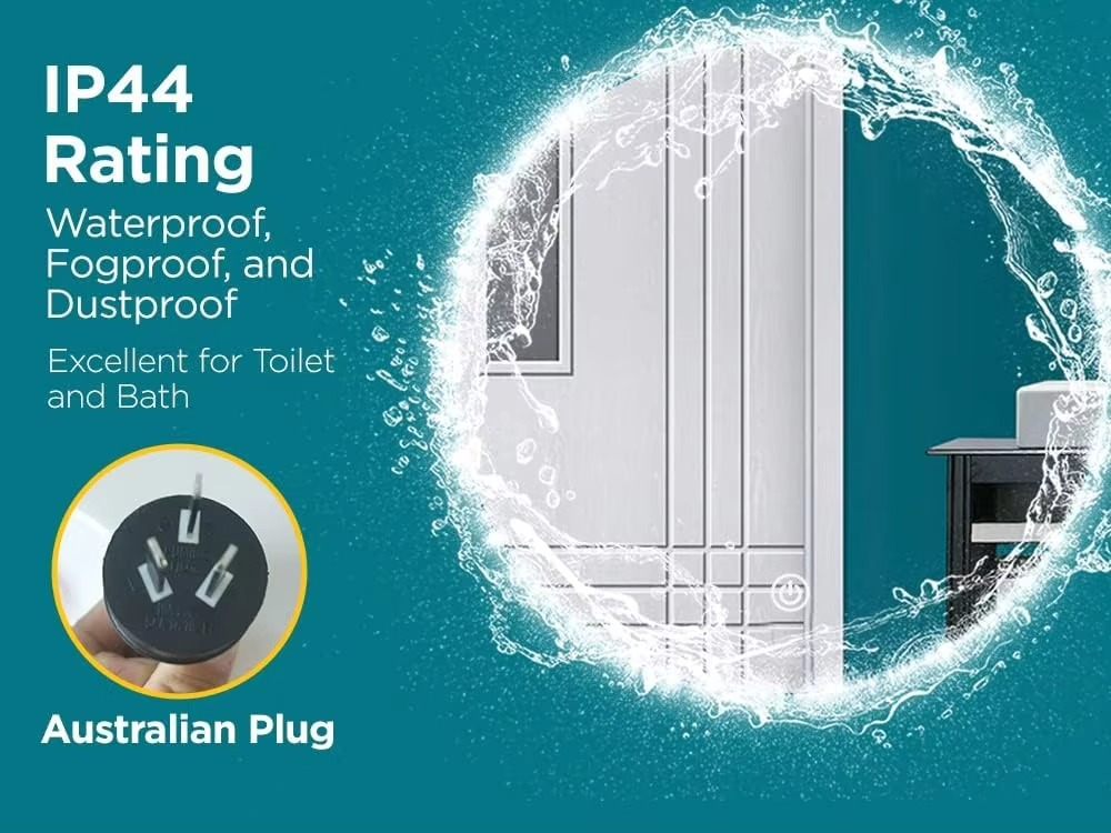 Wall Mounted Anti-Fog Round LED Bathroom Mirror Mirror with Touch Switch, 80 cm