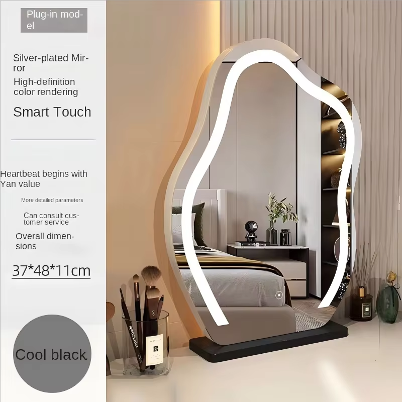 French Style Cloud Vanity Mirror with LED Lights - Desktop Makeup Mirror for Bedroom Dresser Modern Lighted Cosmetic Mirror