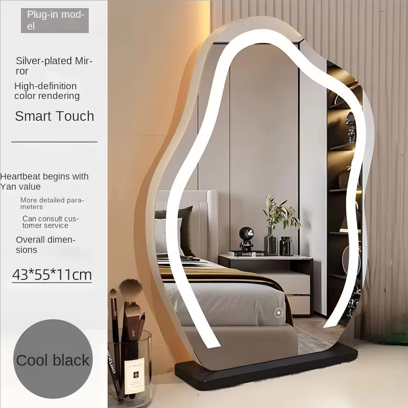 French Style Cloud Vanity Mirror with LED Lights - Desktop Makeup Mirror for Bedroom Dresser Modern Lighted Cosmetic Mirror