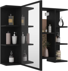 Bathroom Mirror Cabinet Black 80x20.5x64 cm Engineered Wood,802607