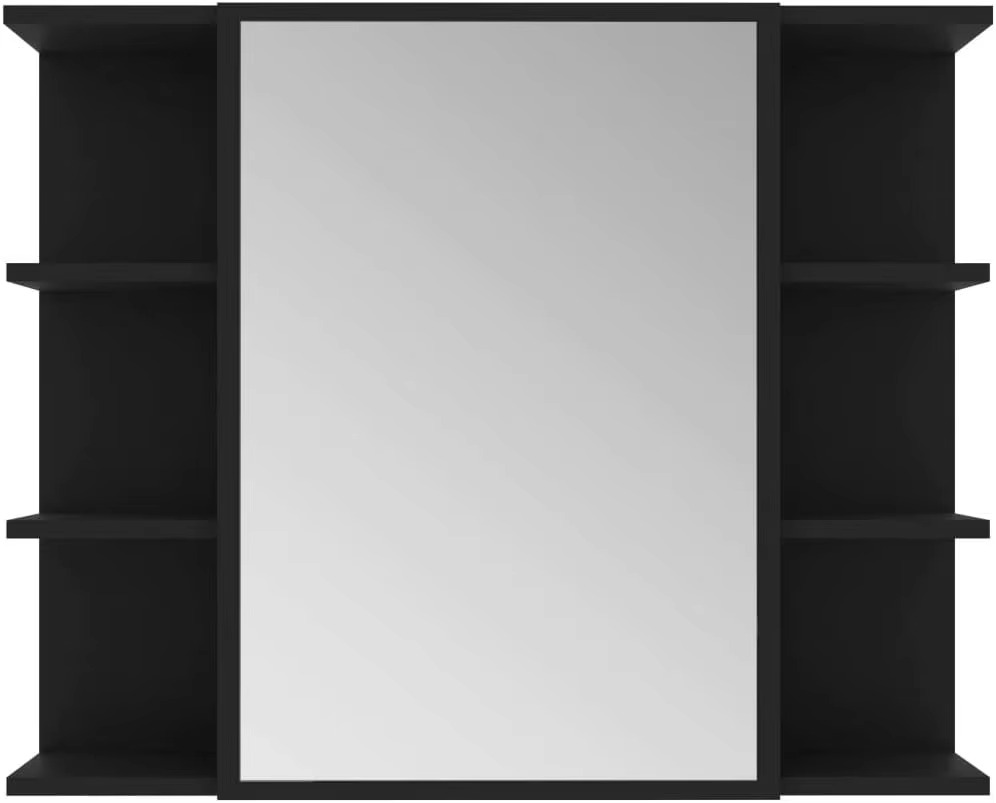 Bathroom Mirror Cabinet Black 80x20.5x64 cm Engineered Wood,802607