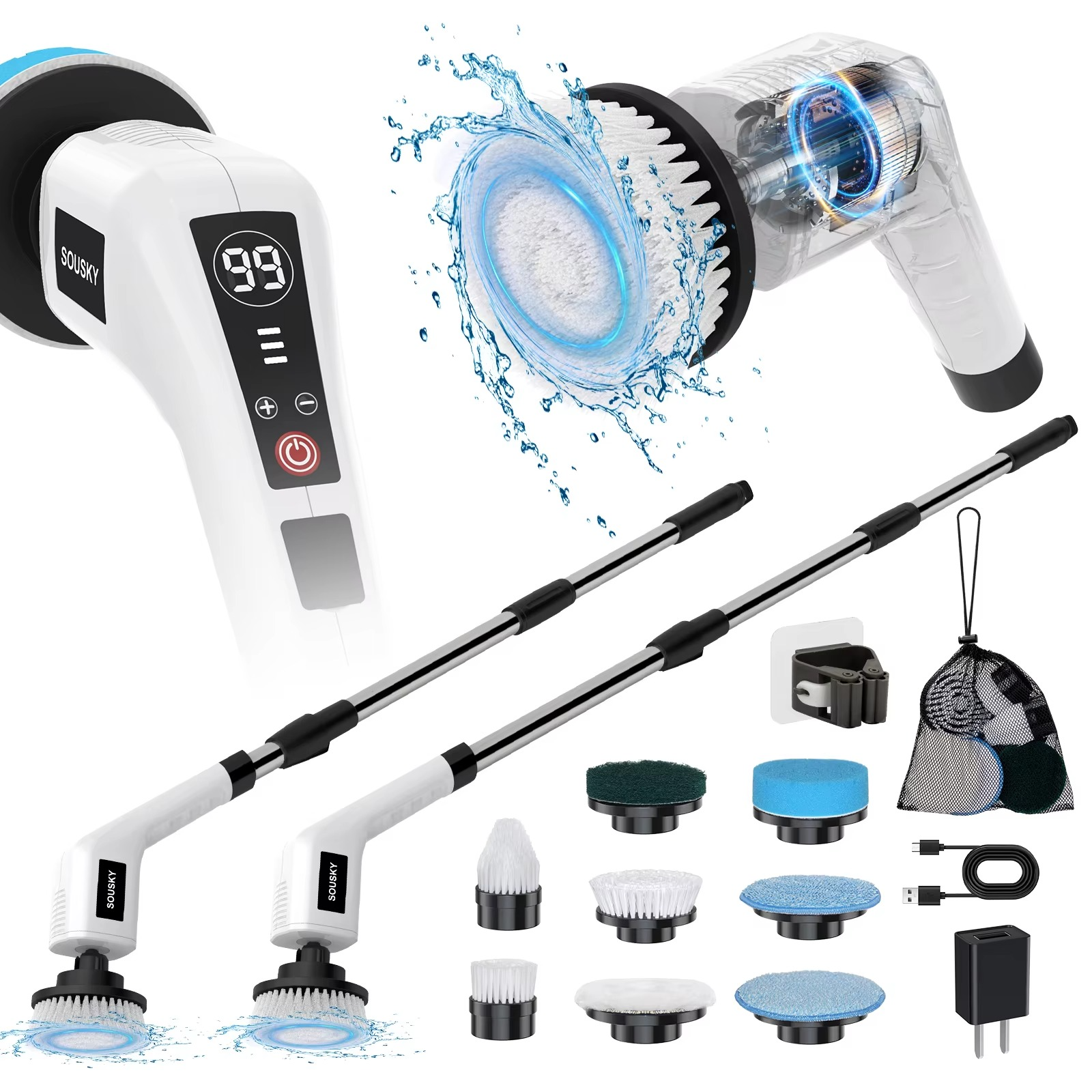 Electric Cleaning Brush 8 in 1 Multifunctional Household Wireless Rotatable Cleaning Brush For Bathroom Kitchen Windows Toilet