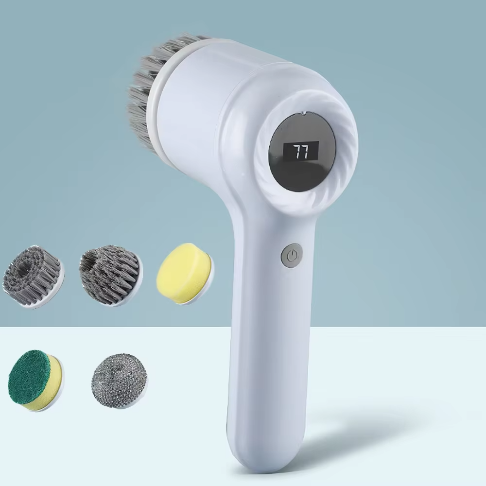Electric Spin Scrubber, Bathroom Cordless Cleaning Brush Power Scrubber with 5 Replaceable Brush Heads, Electric Cleaning Brush