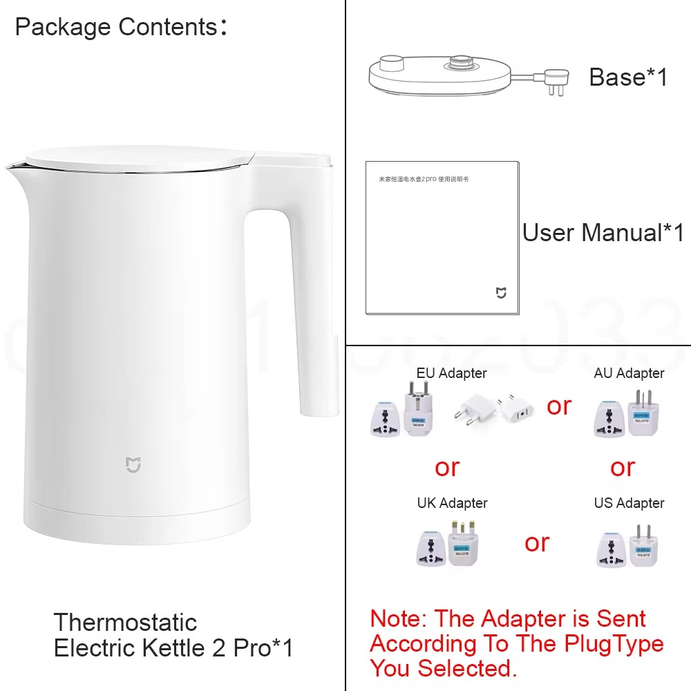 XIAOMI MIJIA Thermostatic Electric Kettles 2 Pro,1.7L,1800W,304 Stainless,Tea Kettle For Hot Water, Coffee & Tea,220V,CN Version
