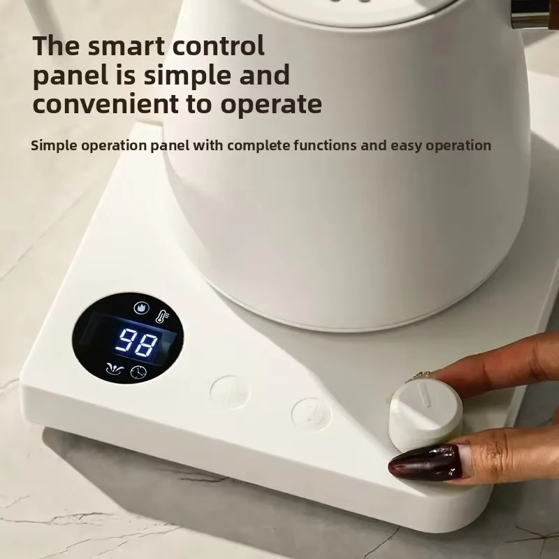 1000W Electric Gooseneck Kettle 1000ml 304 Stainless Steel Coffee Pot Intelligent Constant Temperature LED Display for CoffeeTea