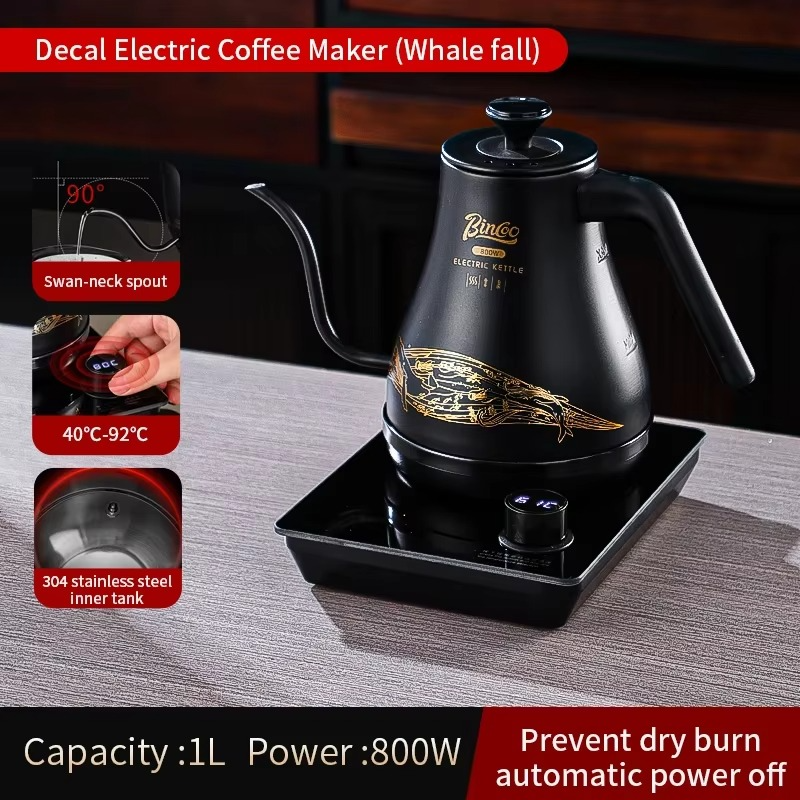 Bincoo Intelligent Constant Temperature Electric Kettle Hand Brewed Coffee Pot Gooseneck Pot Household Electric Heating Pot 1L