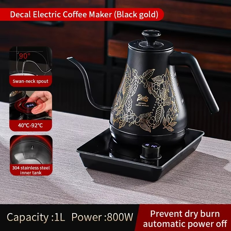 Bincoo Intelligent Constant Temperature Electric Kettle Hand Brewed Coffee Pot Gooseneck Pot Household Electric Heating Pot 1L