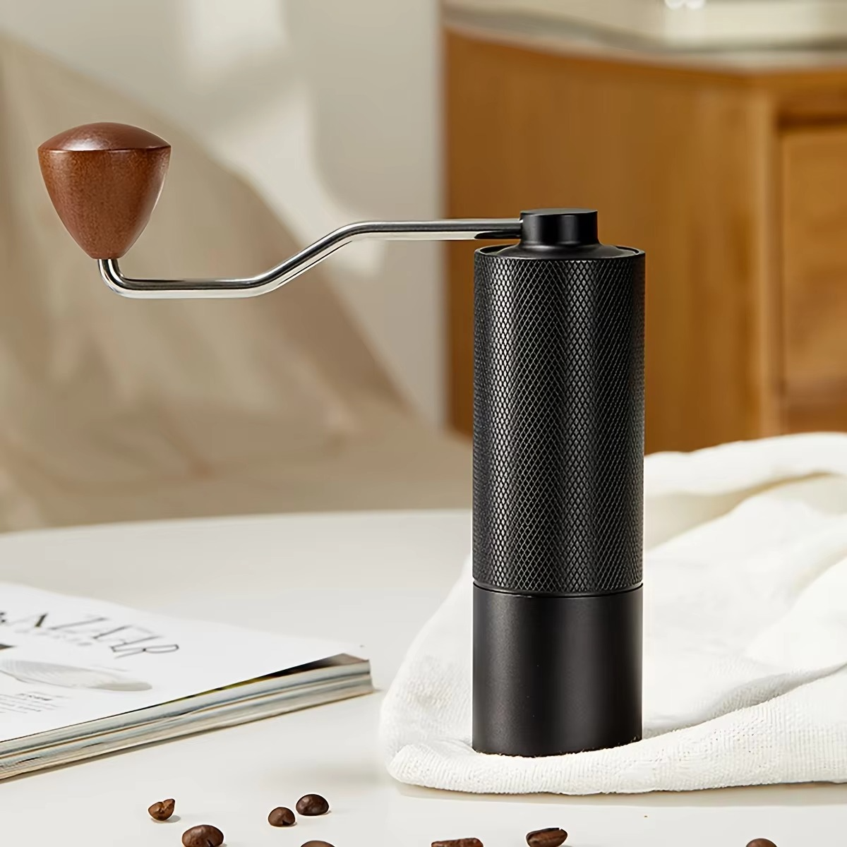 1pc Precision Manual Coffee Grinder - Digital Adjustable Settings, Stainless Steel Burr Mill, Bean Connoisseurs Choice, Coffee M