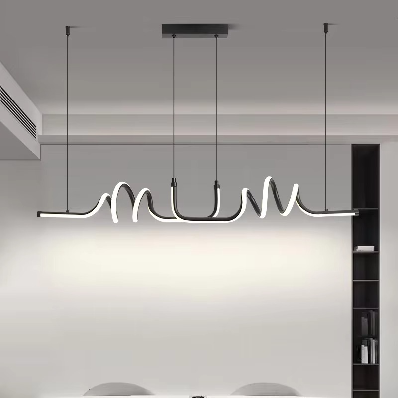 Pendant Light Black LED Chandelier Modern Minimalist Dining Room Lighting Fixture Hanging Lamp Kitchen Living Room Home Decor