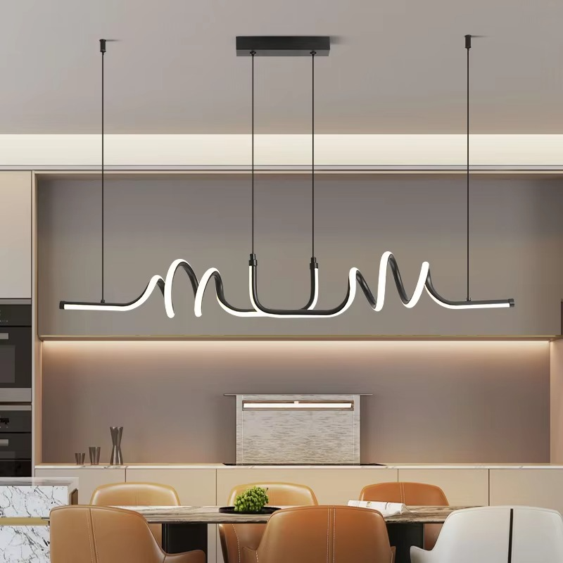 Pendant Light Black LED Chandelier Modern Minimalist Dining Room Lighting Fixture Hanging Lamp Kitchen Living Room Home Decor