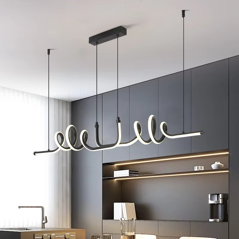 Pendant Light Black LED Chandelier Modern Minimalist Dining Room Lighting Fixture Hanging Lamp Kitchen Living Room Home Decor