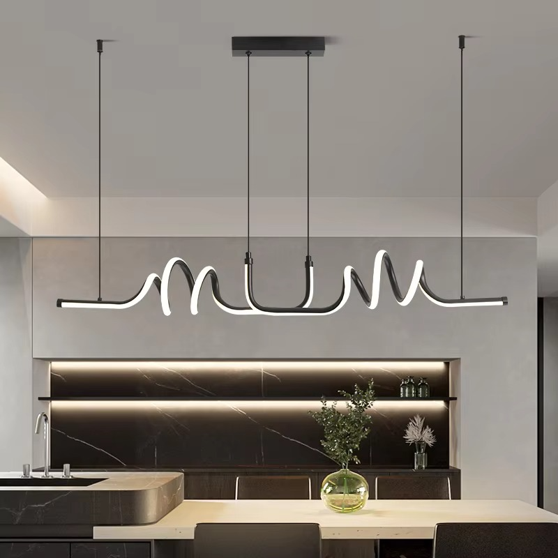 Pendant Light Black LED Chandelier Modern Minimalist Dining Room Lighting Fixture Hanging Lamp Kitchen Living Room Home Decor