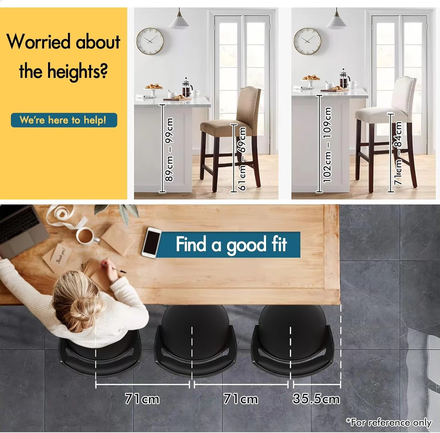 2X Bar Stools, Swivel Wooden Counter Stool with Footrest, Adjustable Leather Dining Chairs in 65cm Seat Height, Kitchen Stool fo