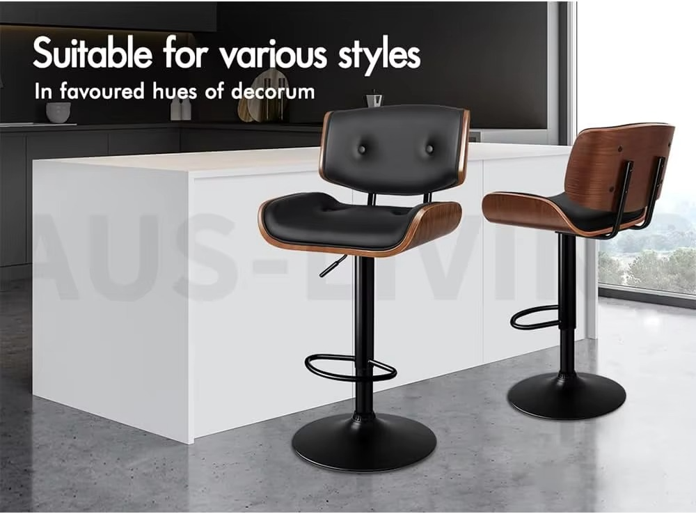 Bar Stools, 2 Pcs Kayla Swivel Counter Barstool with Anti-Slip Floor Protector, Adjustable Kitchen Stool, Wooden Dining Chair i