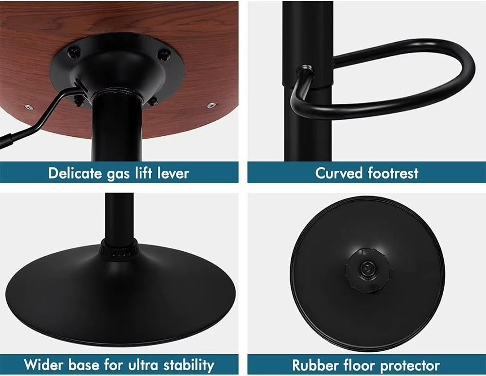 Bar Stool Adjustable Kitchen Barstool Joan Swivel Counter Dining Chair Furniture in 61-82cm Seat Height with Anti-Slip Floor Pro