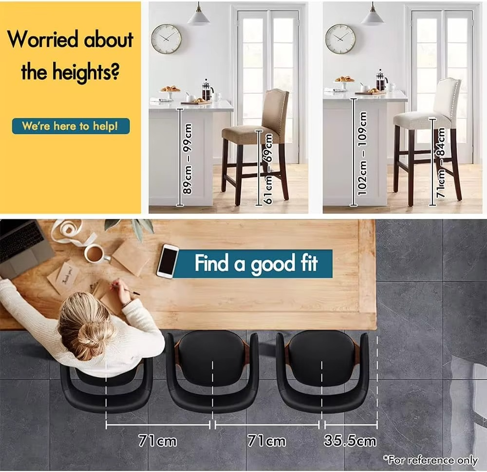 Bar Stool Adjustable Kitchen Barstool Joan Swivel Counter Dining Chair Furniture in 61-82cm Seat Height with Anti-Slip Floor Pro