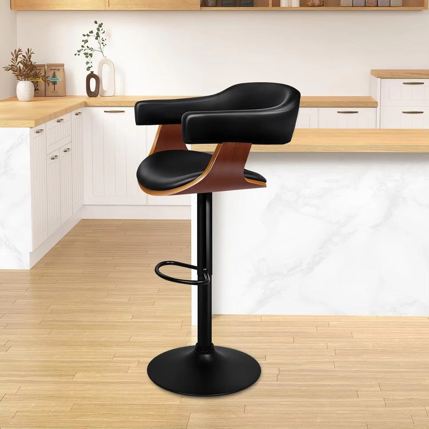 Bar Stool Adjustable Kitchen Barstool Joan Swivel Counter Dining Chair Furniture in 61-82cm Seat Height with Anti-Slip Floor Pro
