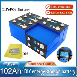 New 3.2V 102Ah Lifepo4 battery 3C High power Grade A DIY Solar storage Electric car boat RV Tricycle Inverter Cell