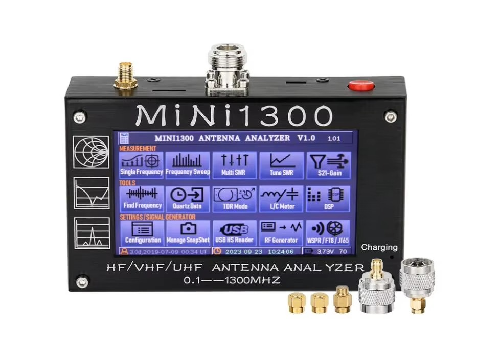 Mini1300 Antenna Analyzer, 4.3 Inch 0.1-1300MHz HF VHF UHF Antenna Analyzer ANT/SWR/TDR/DSP RF Signal Generator Vector Network