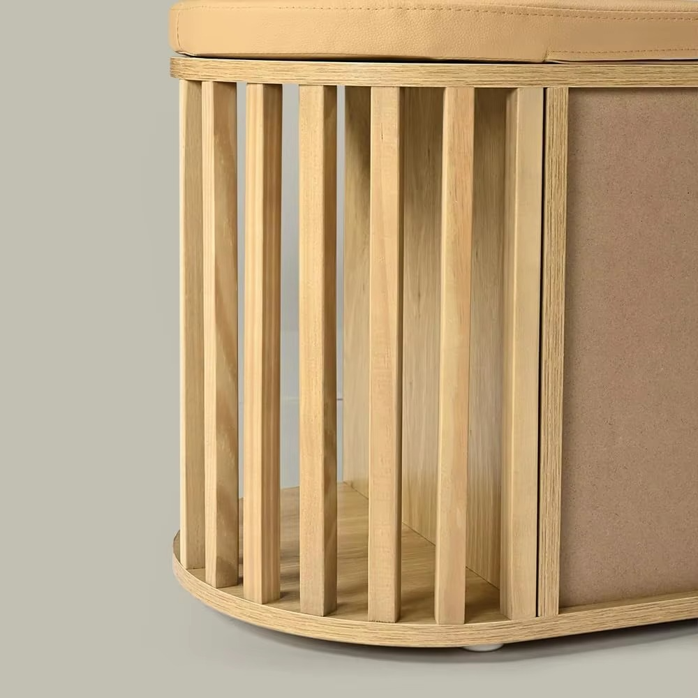 Storage, Foot Rest Stool Bench Padded Seat, Multi-Functional Entryway Bench with Open Shelves for Bedroom, Living Room, or Hallw