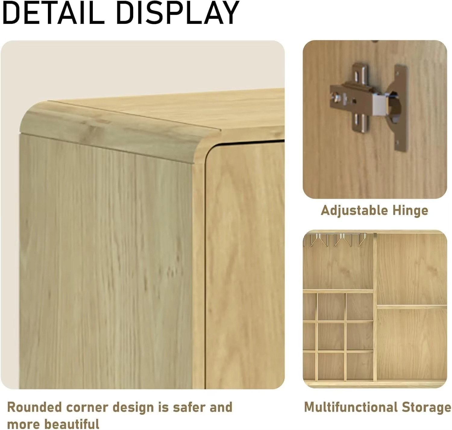 Sideboard Buffet Storage Cabinet with 9 Wine Racks,Credenza Buffet Table, Boho Console Accent Cabinet with Doors and Drawer, Cof