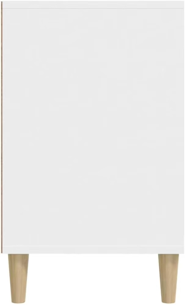 White Shoe Shoe Rack with 5 Compartments and Solid Eucalyptus Wood Legs – Measurements 102x36x60 cm