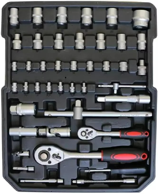 S Household Repair Tool Set - Portable Hand Tool Box Trolly Case on Wheels, Professional Mechanics Kit With Multi-Functional Wr