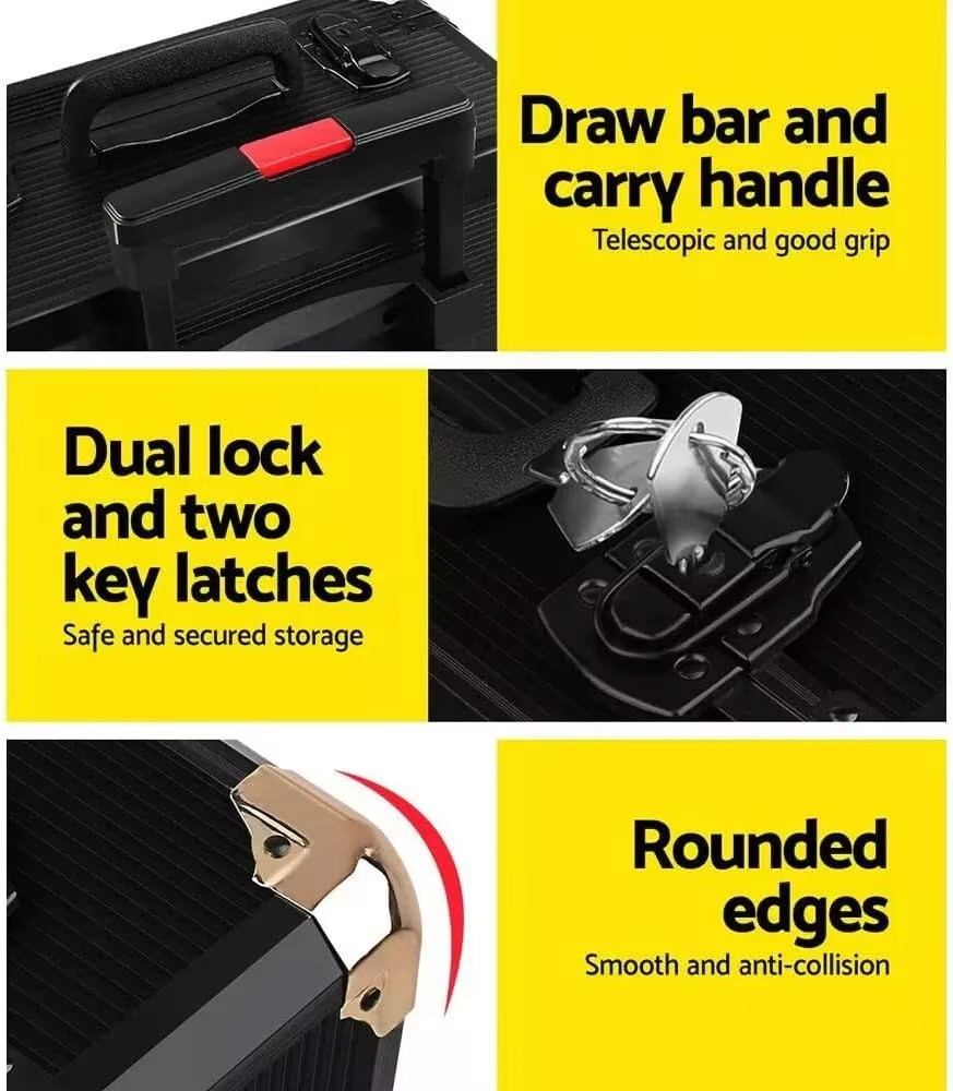 S Household Repair Tool Set - Portable Hand Tool Box Trolly Case on Wheels, Professional Mechanics Kit With Multi-Functional Wr