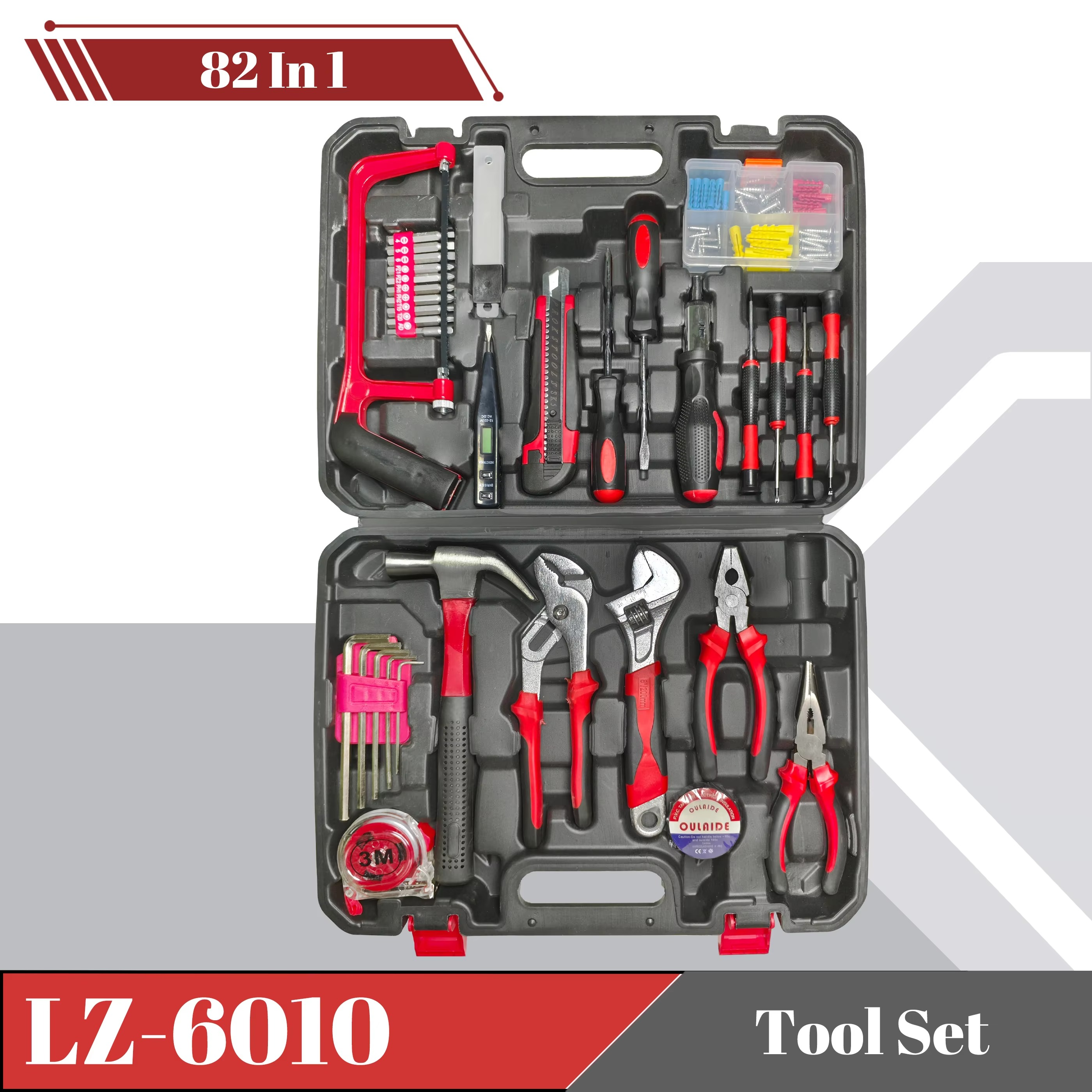 82Pcs Tool Set Premium Box Pe Engineering Plastic Home DIY Architecture and Construction