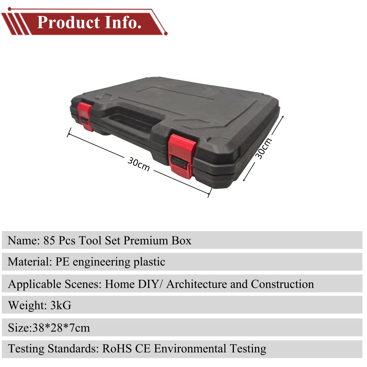 82Pcs Tool Set Premium Box Pe Engineering Plastic Home DIY Architecture and Construction