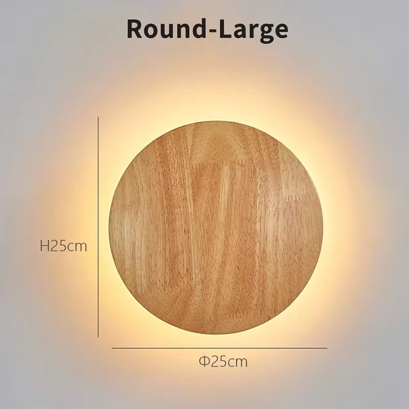 Modern LED Wall Lamp Circular Creative Wooden Wall Lamp Background Wall Bedroom Living Room Corridor Staircase Decorative Light