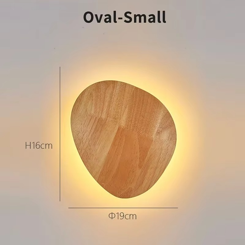 Modern LED Wall Lamp Circular Creative Wooden Wall Lamp Background Wall Bedroom Living Room Corridor Staircase Decorative Light