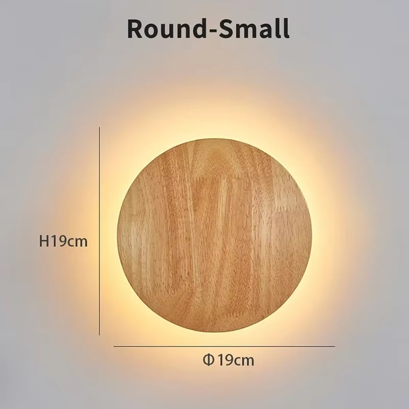 Modern LED Wall Lamp Circular Creative Wooden Wall Lamp Background Wall Bedroom Living Room Corridor Staircase Decorative Light