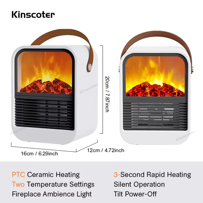 Fireplace Electric Heater Portable Desktop Heating Stove Radiator with 3D LED Flame for Indoor Home Office Room Festival Gifts