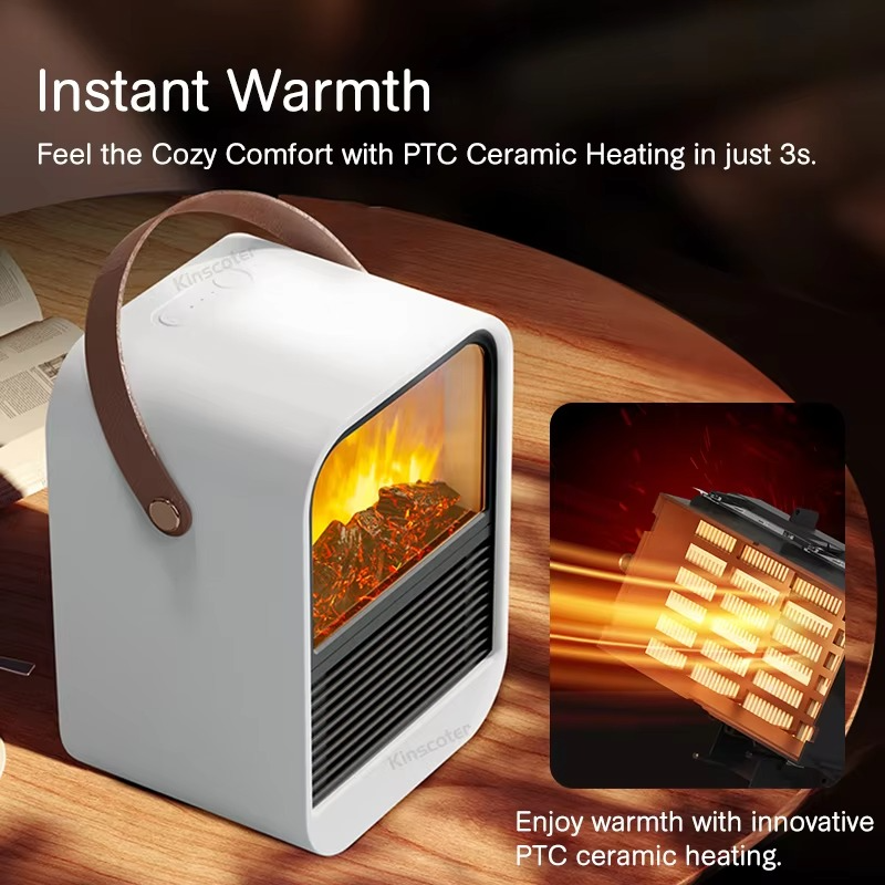Fireplace Electric Heater Portable Desktop Heating Stove Radiator with 3D LED Flame for Indoor Home Office Room Festival Gifts
