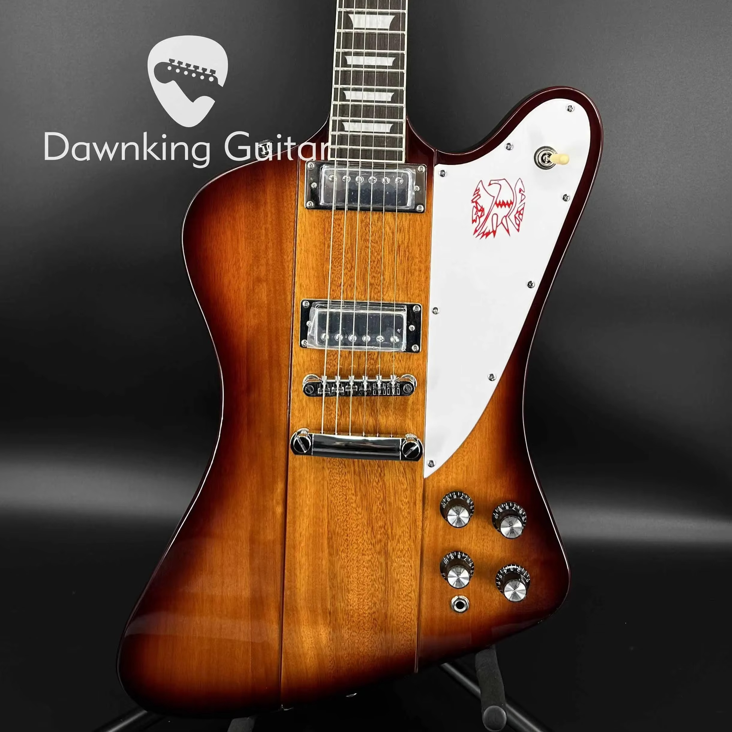 Top-quality Brown "Firebird" electric guitar pickup, chrome accessories, with a bridge, 6-string rosewood body Free shipping