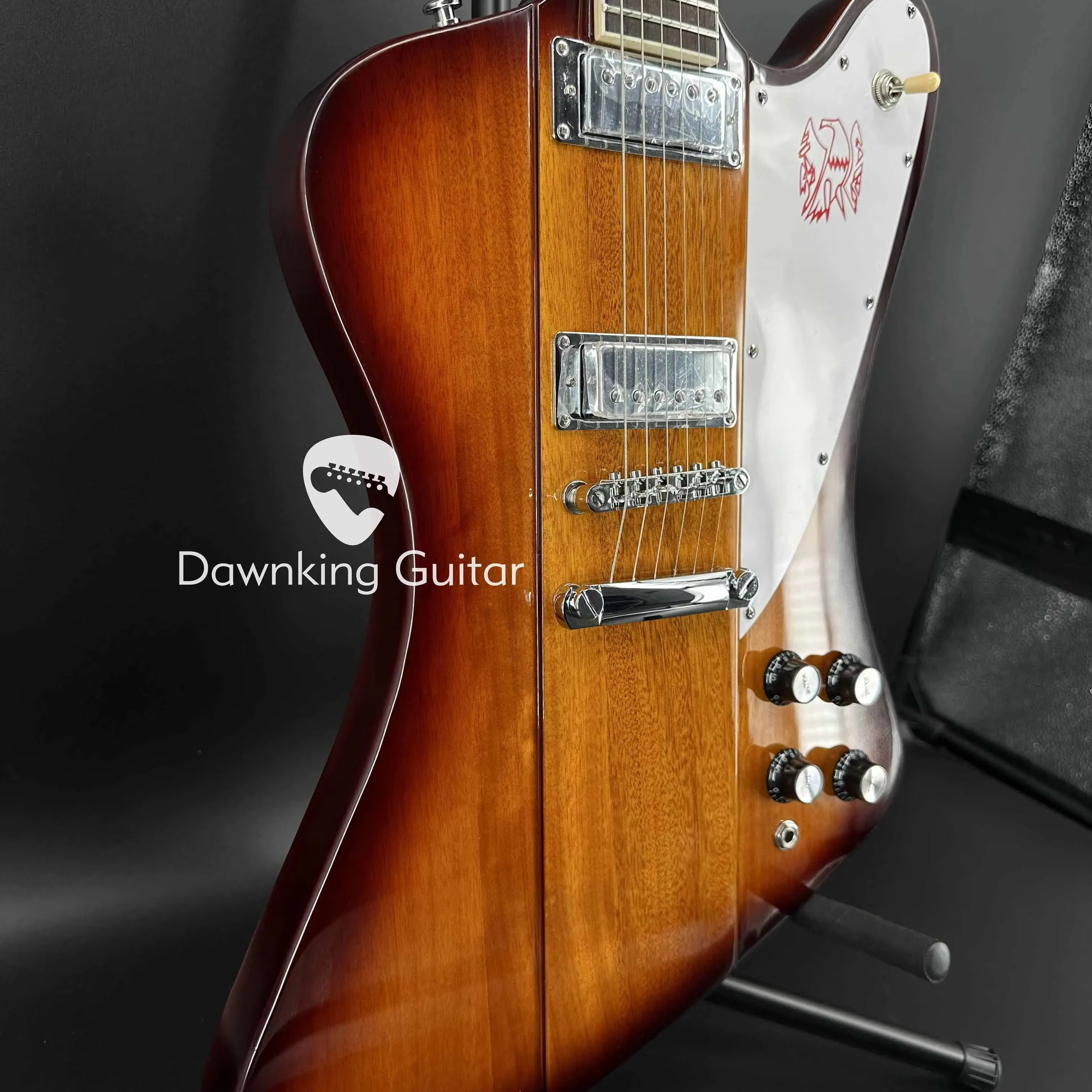 Top-quality Brown "Firebird" electric guitar pickup, chrome accessories, with a bridge, 6-string rosewood body Free shipping