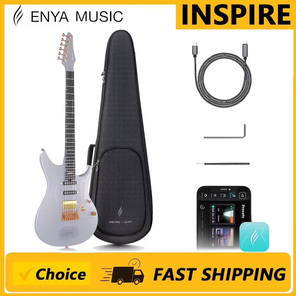 Enya Electric Guitar Inspire 39" Smart Electric Carbon Fiber Guitarra with 15W Wireless Speaker, 20 Distinct Tones
