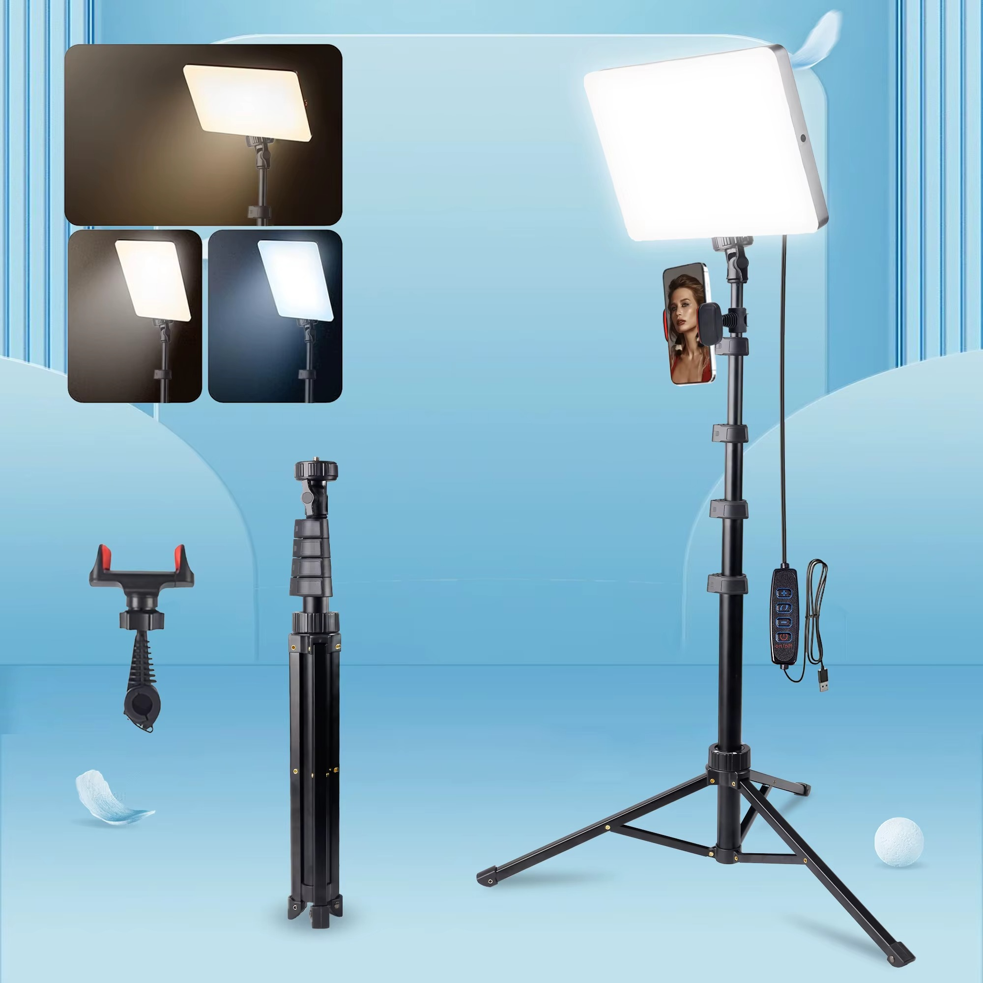 LED Rectangular Video Light Dimmable Continuous Photography Lighting Kit Fill Lamp Light Panel Photography Lighting With Tripod