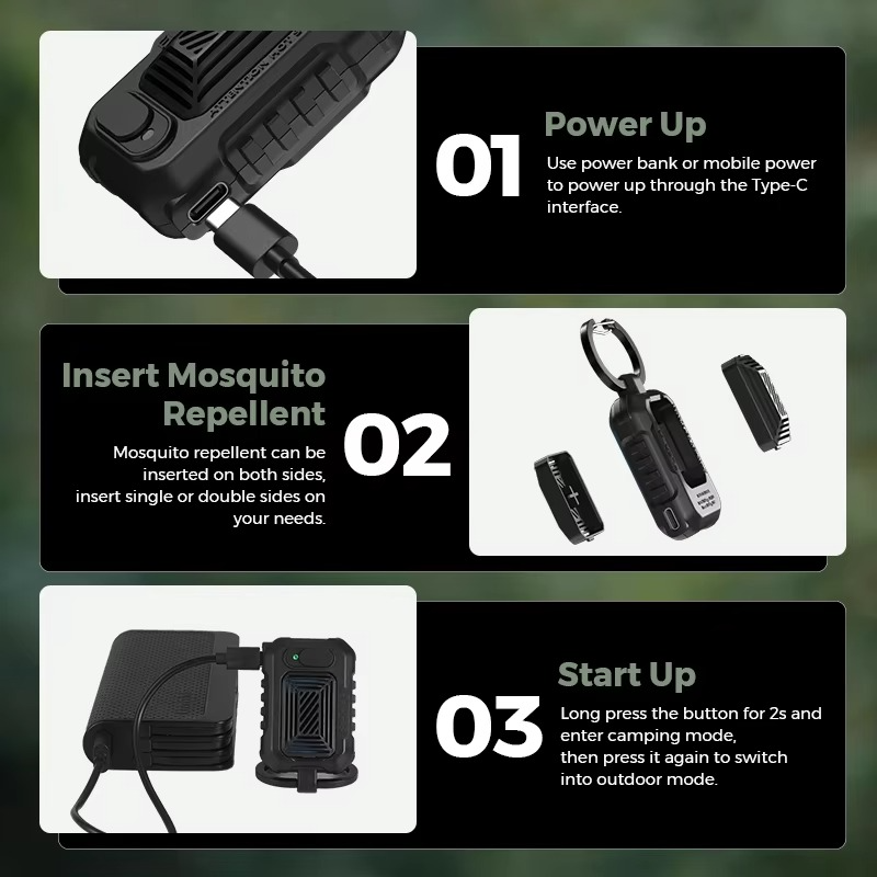 FLEXTAILGEAR Portable Mosquito Repeller LIGHT REPELLER 2 Modes & Repellent Mats, IPX4 Waterproof Design for Outdoor