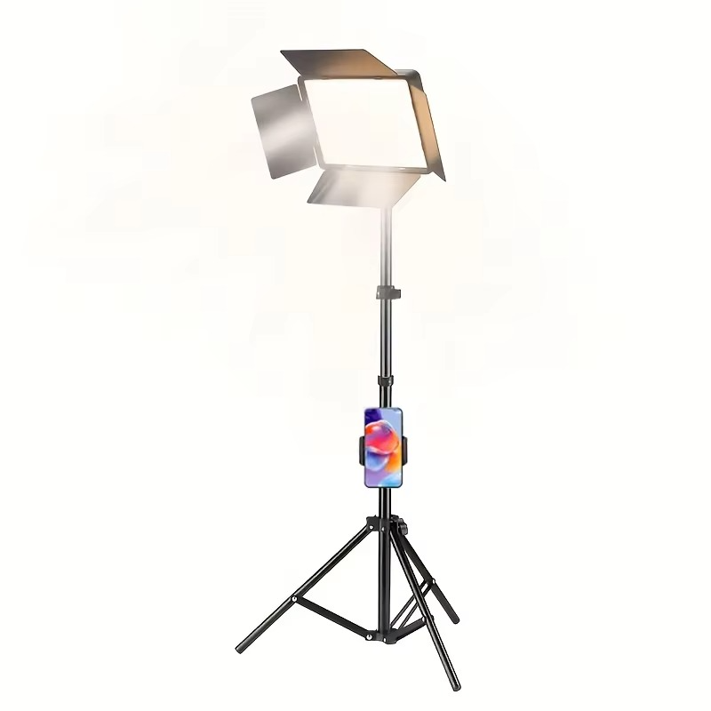LED Square Ring Light with Adjustable Tripod Stand, USB Powered, 3 Color Temperatures, Metal Stand, for Studio Photography Live