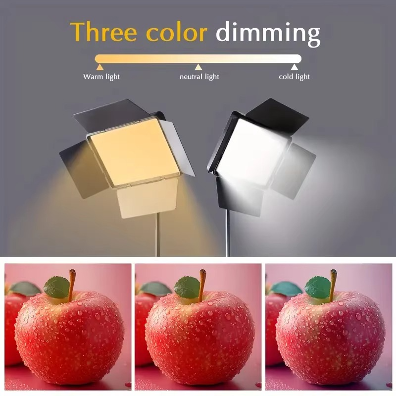LED Square Ring Light with Adjustable Tripod Stand, USB Powered, 3 Color Temperatures, Metal Stand, for Studio Photography Live