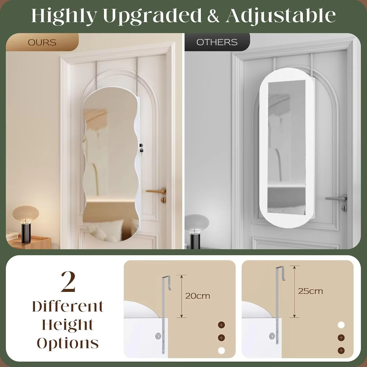 Mirror Cabinet Jewelry Box Cosmetic Beauty Makeup Storage Armoire Lockable Case Organiser Vanity Hanging Shaving 44x10x106cm