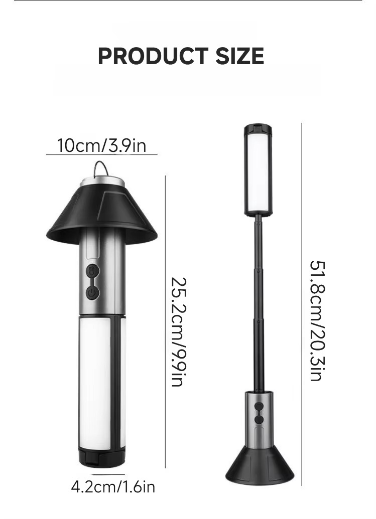 WESTTUNE Multi-functional Camping Light 2 in 1 LED High Bright Flashlight USB Rechargeable Camping Tent Lantern Emergency Lamp